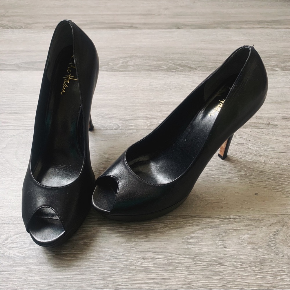 Cole Haan Black Leather Nike Air Heels 9.5